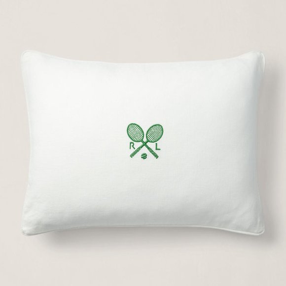 Ralph Lauren Ashby Throw Pillow Off White Bottle Green
